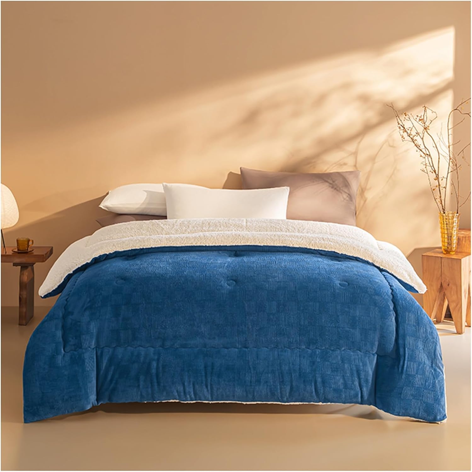 Quilt King Size Velvet Duvet, Breathable Warmth Fluffy Plush Double Sided Velvet Blanket, Warm Thickened Lambswool Comforter Core, For Cold Weather(D,150x200cm/2.5kg)