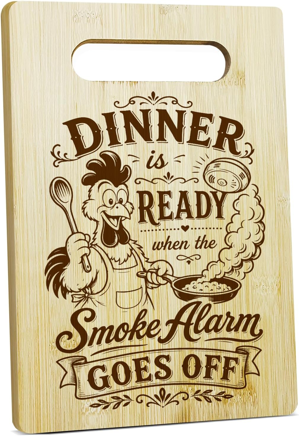 Dinner Is Ready Bamboo Cutting Boards for Kitchen, Funny Cutting Board