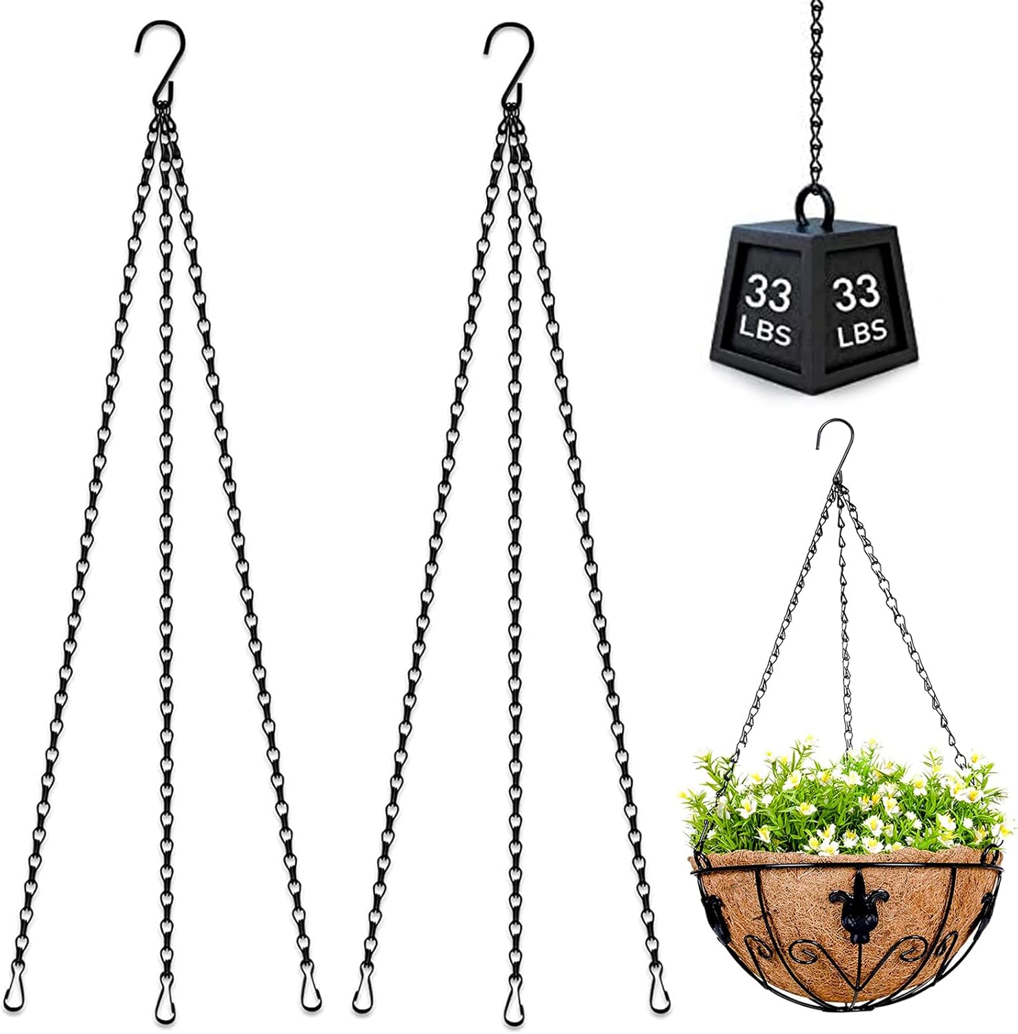 Retro Iron Art Hanging Chain, KABB 19.7 Inch, 2Pack, 3