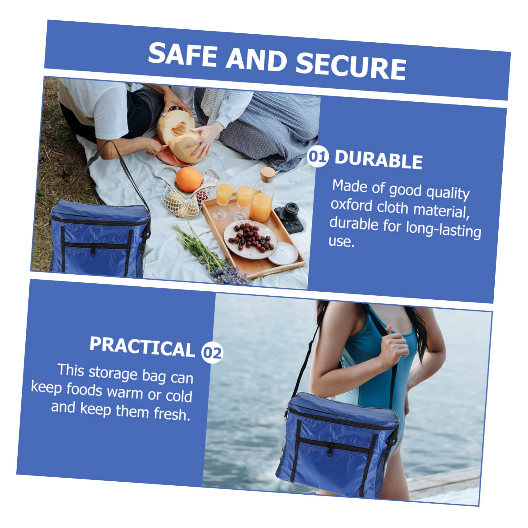 MAGICLULU Bolsa de Almuerzo Oxford Azul para Conservar Calor y Frescura | Tela Oxford, Uso en Picnic y Eventos en Vivo, Formato Compacto para Comida y Fiambrera