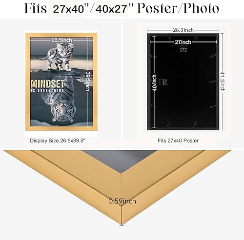 Vista 585 de Marco gris rústico de 18 x 24 pulgadas, marco para póster de 18 x 24 pulgadas, color gris envejecido, grande, retro, natural, 24 x 18 pulgadas