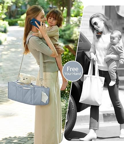 Miniatura 2 de Organizador de pañales para bebé con correa ajustable para el hombro, organizador multifuncional, bolsa de pañales de regalo para recién nacidos