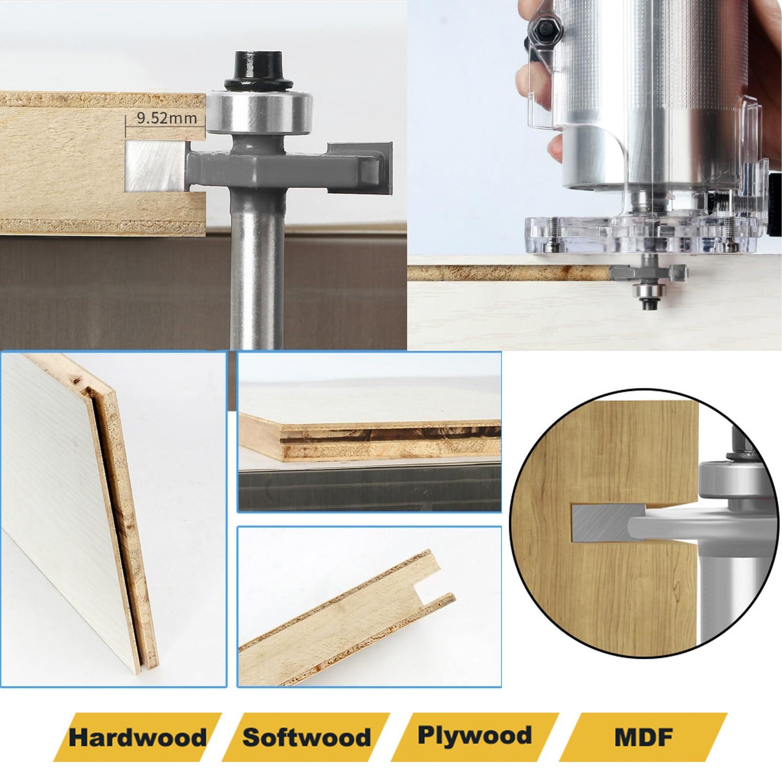 T Slot Router Bit Set - 5 Pcs, 3/8" Depth -6 T Slot Router Bit Set - 5 Pcs, 3/8" Depth -6