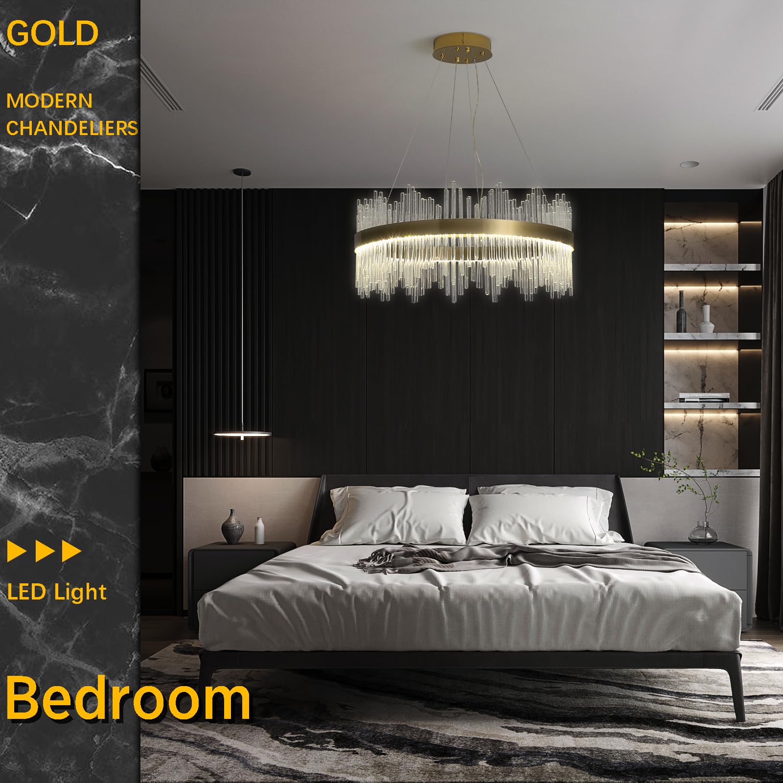 Kristallen Kroonluchter Moderne Inbouw Plafondlamp Led Gouden Hanglamp Voor Entree Slaapkamers Woonkamer Eetkamer(Size:80CM,Color:Goud