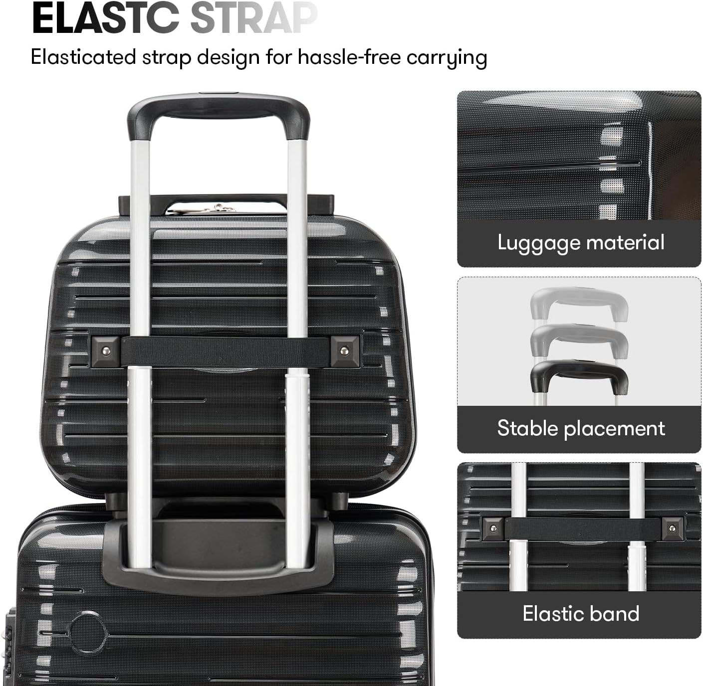 GinzaTravel Carry On Luggage 22x14x9 Airline Approved, Hard Case Luggage Sets 2 Piece, PP Small Luggage Suitcase with TSA Lock & Spinner Wheels, Black, 13/20inch