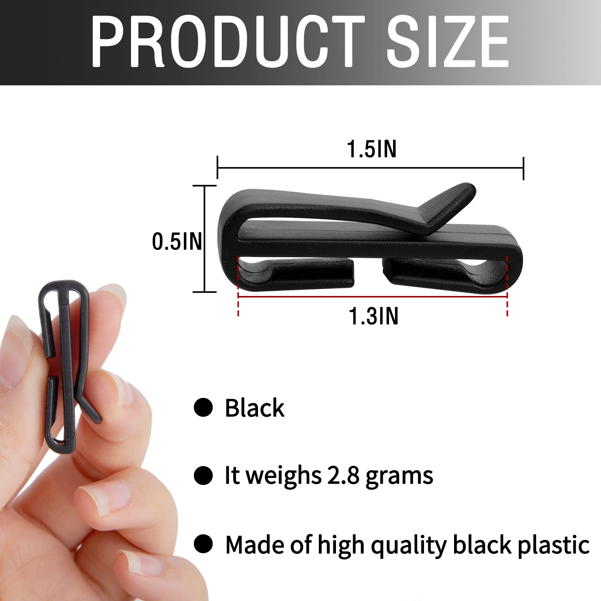 Tlswshsy 20 Pack Snowshoe Strap Clips - 1.51 inch Ski Boot Wraps Buckle - Multipurpose Snowshoes Replacement Clips for Women Men Youth Kids Snowshoe Bindings