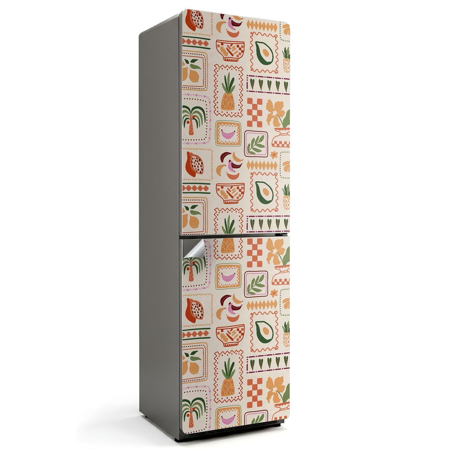Sticker Auto-adhésif Géométrique pour Frigo Couvrant Entièrement