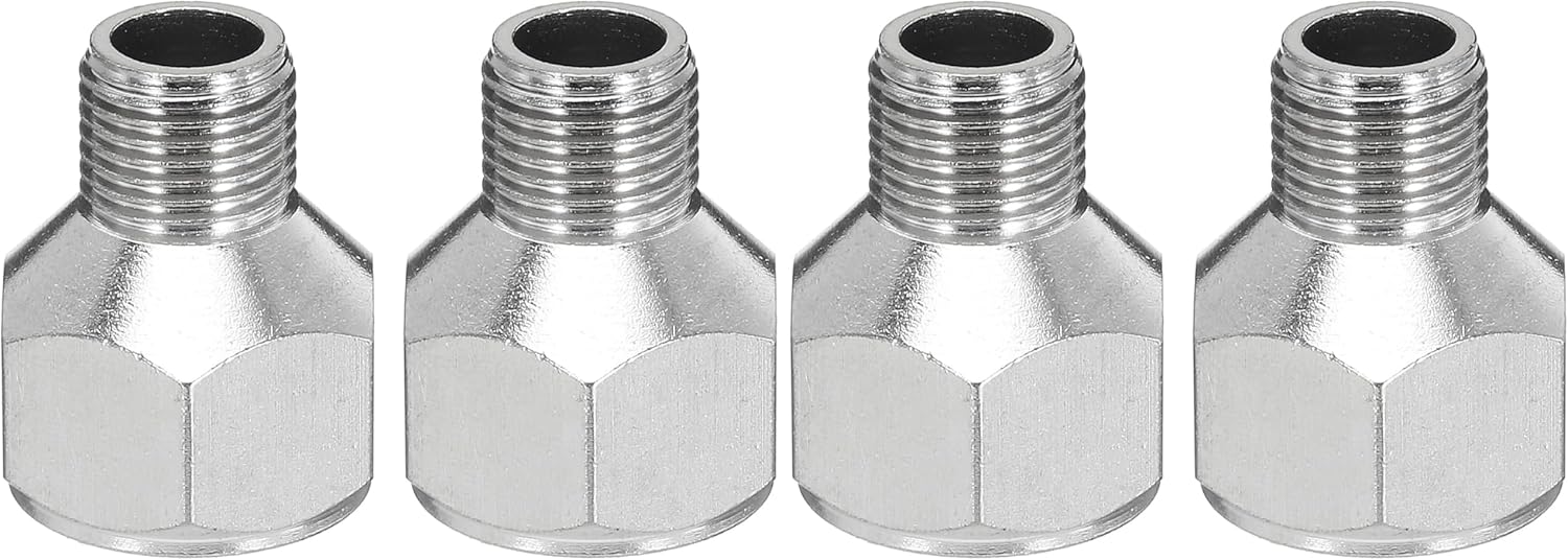 PATIKIL 1/8 to 1/4 Air Brush Hose Adapter, 2PCS 1/8" BSP Male to 1/4" BSPT Female Fitting Conversion Adapter Nipple Metal Connector for Air Compressors