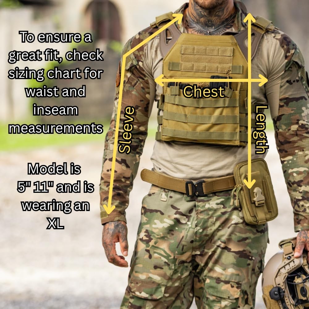 DLP Gen 3 Combat Shirt – Tactical Military Hiking, Fishing, Long Sleeve Camo Shirt for Men - Compatible with Elbow Pads - Image 2