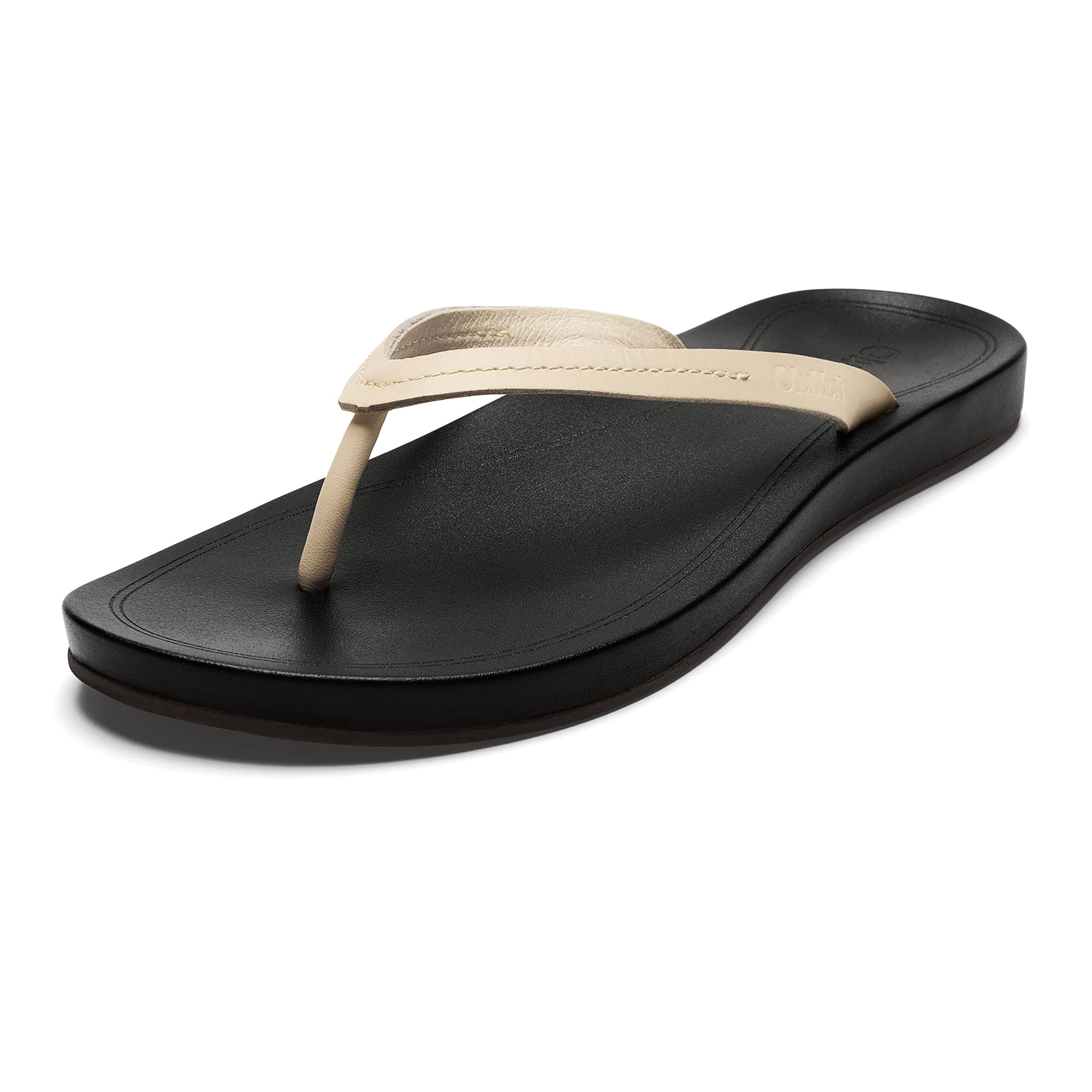 OLUKAI Lalahi Women's Leather Beach Sandals, Casual Everyday Flip Flop, Lightweight & Supportive Arch, Clean Design & Soft Comfort