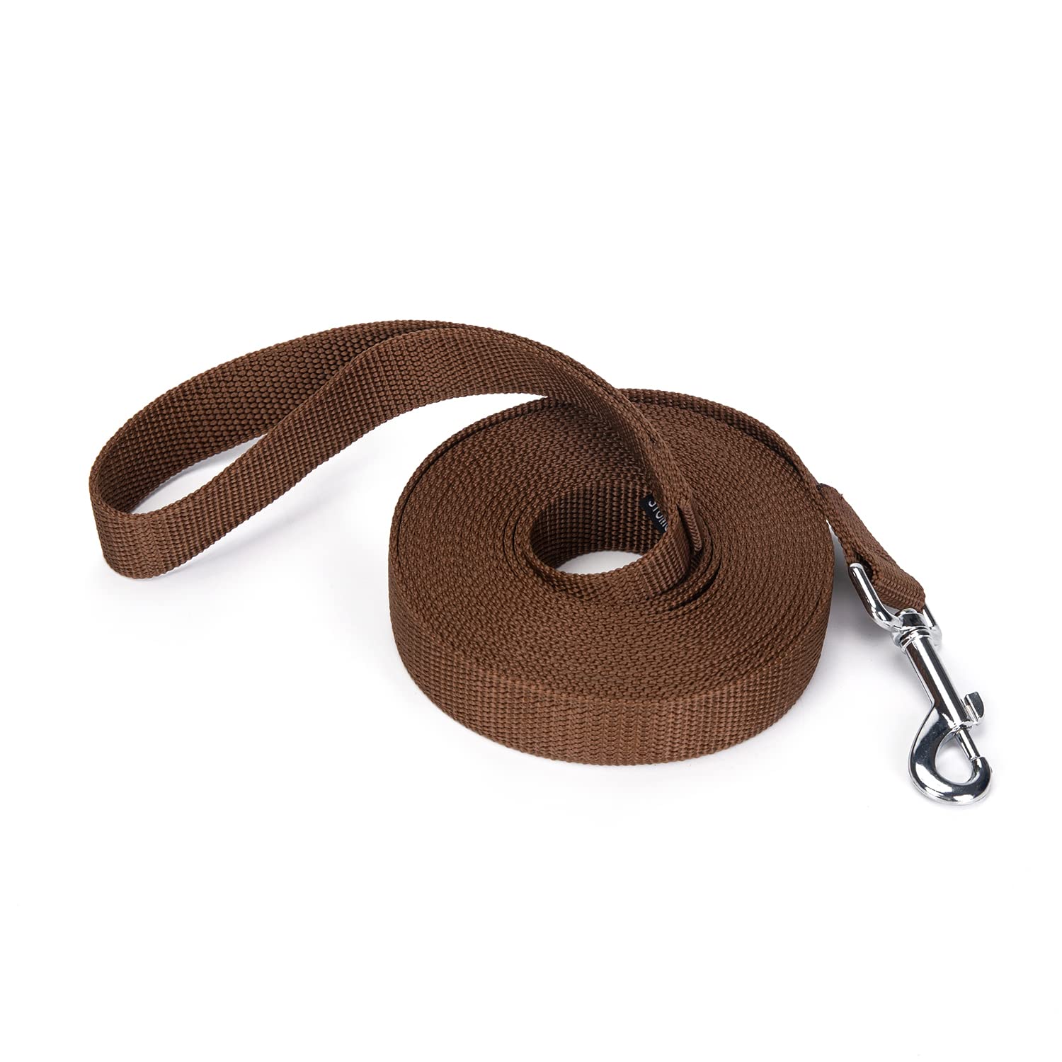 Siumouhoi Dog Training Leash - 2.5 cm Wide Strong Durable Nylon Dog Leash Pulling Rope, 1.8 m, 3 m, 4.6 m Long, for Small and Medium Dogs (Brown, 4.6 m)