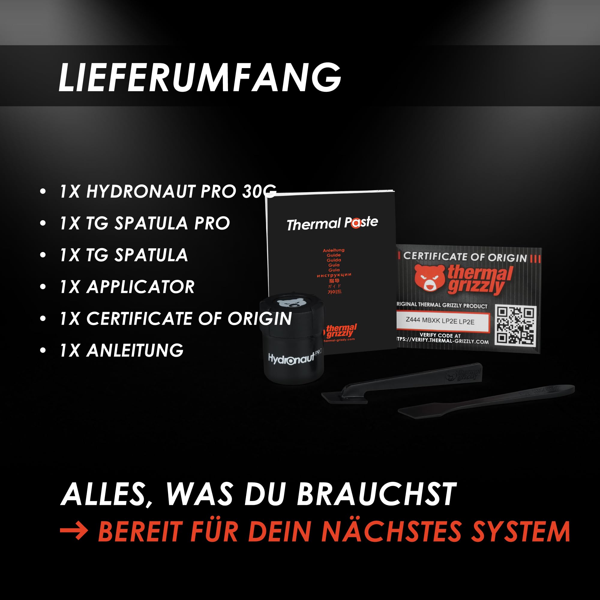 Thermal Grizzly Hydronaut Pro - 30g Wärmeleitpaste - silikonfrei, herausragende Wärmeleitfähigkeit und Langzeitstabilität für CPU, GPU, anspruchsvolle Workstations und industrielle Kühlsysteme