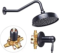 Vista 9 de Aquaterior Grifo de ducha montado en la pared de 8 "cabezal de ducha con válvula de ducha baño lavabo hogar CUPC ORB