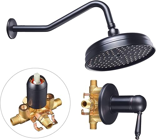 Miniatura 9 de Aquaterior Grifo de ducha montado en la pared de 8 "cabezal de ducha con válvula de ducha baño lavabo hogar CUPC ORB