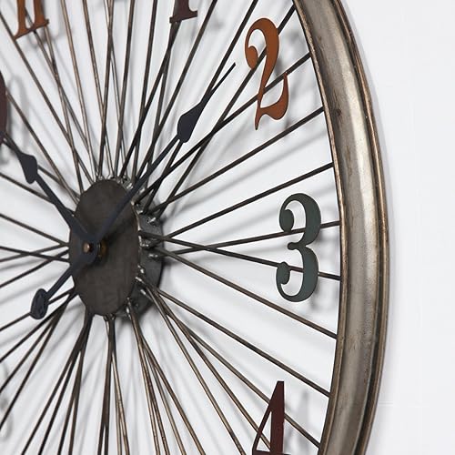 Miniatura 5 de Wall Clock60CM Large Vintage Metal Wall Clock, Retro Style Wall Clock,Household Bedroom Iron Art Clock Wall - Bicycle Wheel Pattern