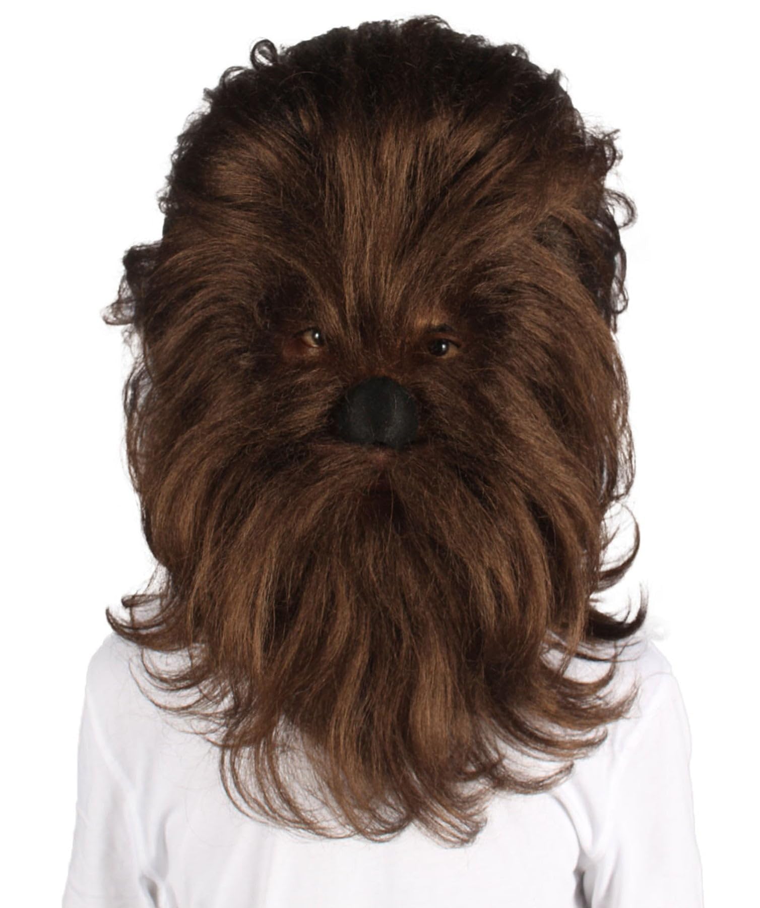 BC GOODS Adult Unisex Short Hairy Warrior Ape Gorilla Mask Wig – Realistic Synthetic Fiber Masks with Flowing Wigs for Halloween Cosplay - Brown