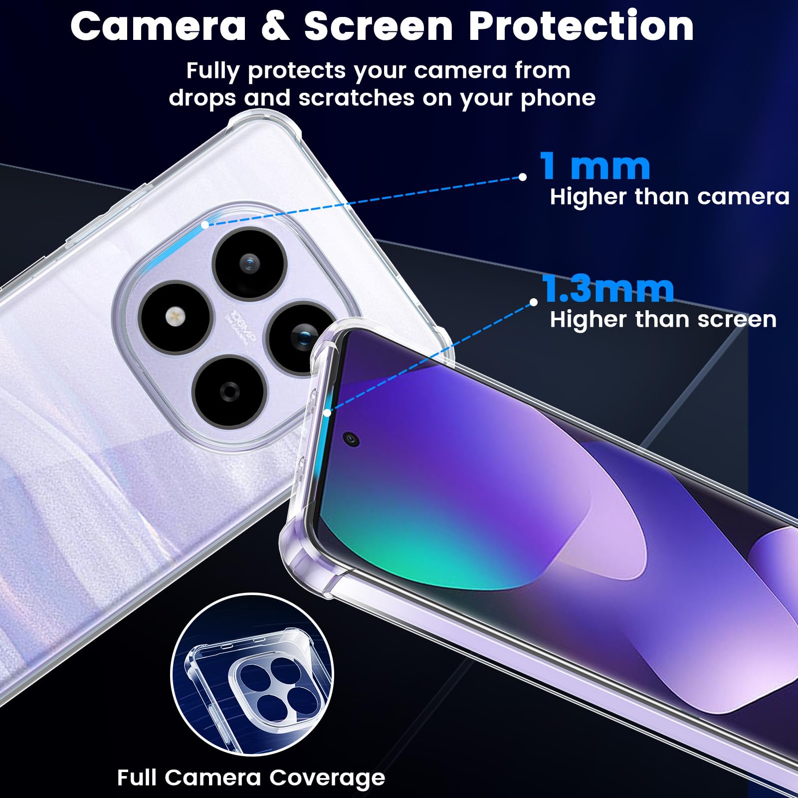Yohii Cover per Xiaomi Redmi Note 15 4G / 5G / Poco M8 5G, [Protezione Fotocamera] Custodia Antiurto Chiaro, TPU Morbido Silicone Antigraffio Anti Ingiallimento Case, Trasparente