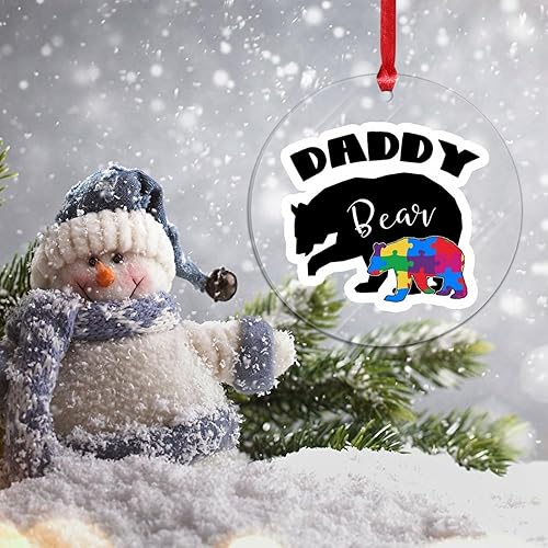 Miniatura 52 de Adorno de Navidad Mama Bear Novedad Acrílico Adornos de Navidad Mama Bear Autismo Rompecabezas Colorido Oso Navidad Colgante Ornamento Puzzle Piezas