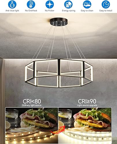 Miniatura 6 de Candelabros LED modernos, 8 luces regulables con control remoto, 3CCT 3000K-6500K LED lámpara colgante para comedor, sobre mesa, cocina, sala de