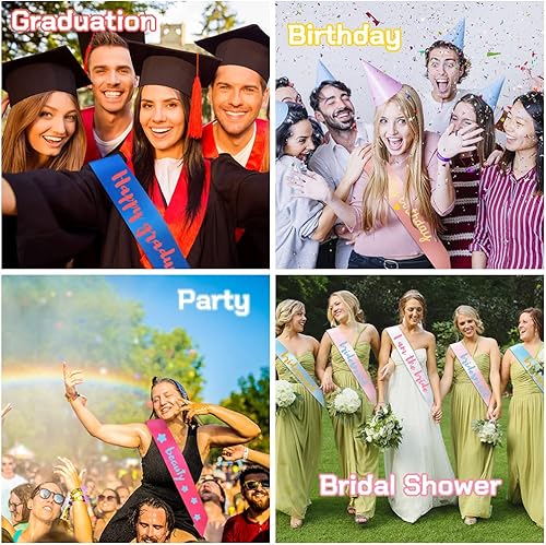 Miniatura 5 de MDOZQ 12 Bandas de Satén en Blanco para Fiestas Verde Banda Lisa Banda para Concursos Banda de Satén Banda para Decorar Fajas para Cumpleaños, Boda,