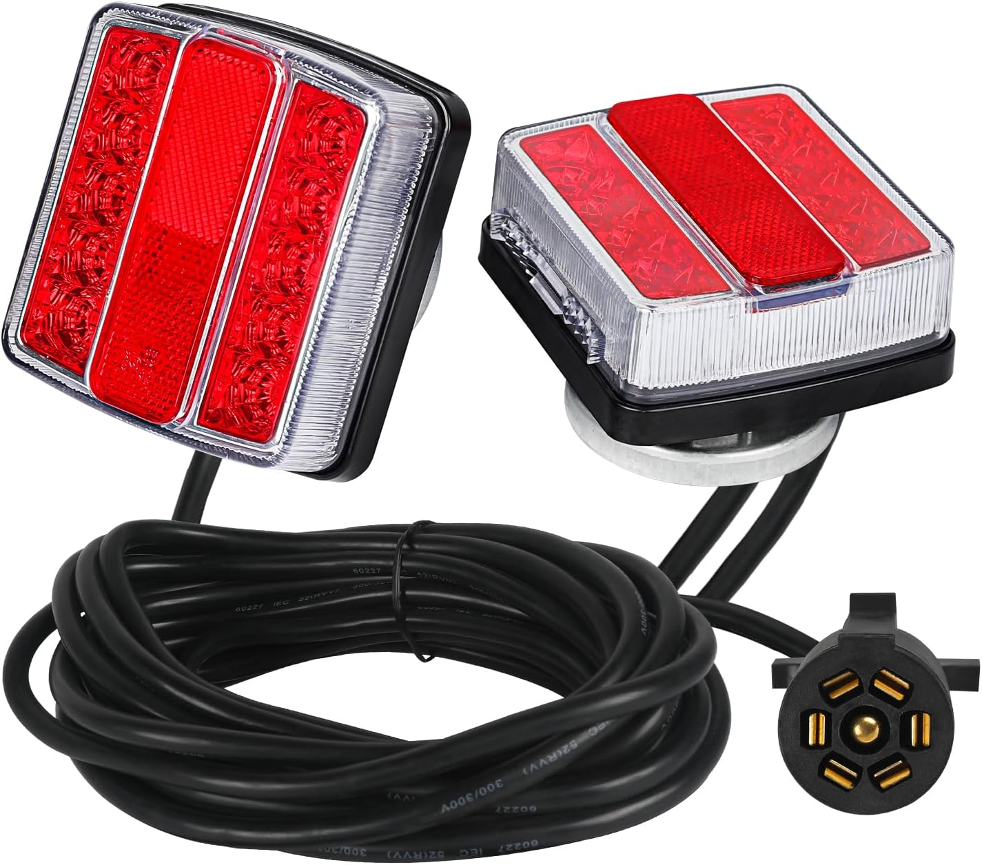 Magnetic LED Trailer Towing Lights Kit, 24ft Cable with 7 Pin Plug, IP68 Waterproof with Stop Turn Tail Brake Signals for Trailers, Trucks, Boats DOT Certified