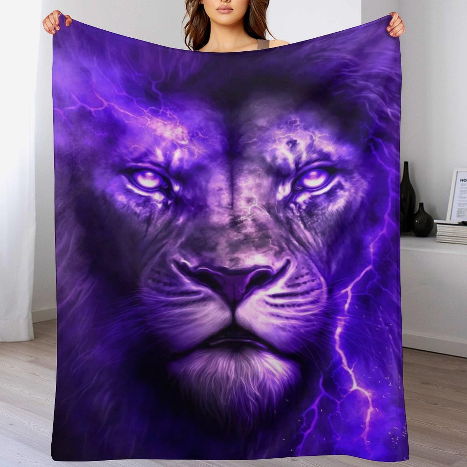 Couverture polaire lion moelleuse pour soirées cocooning au salon