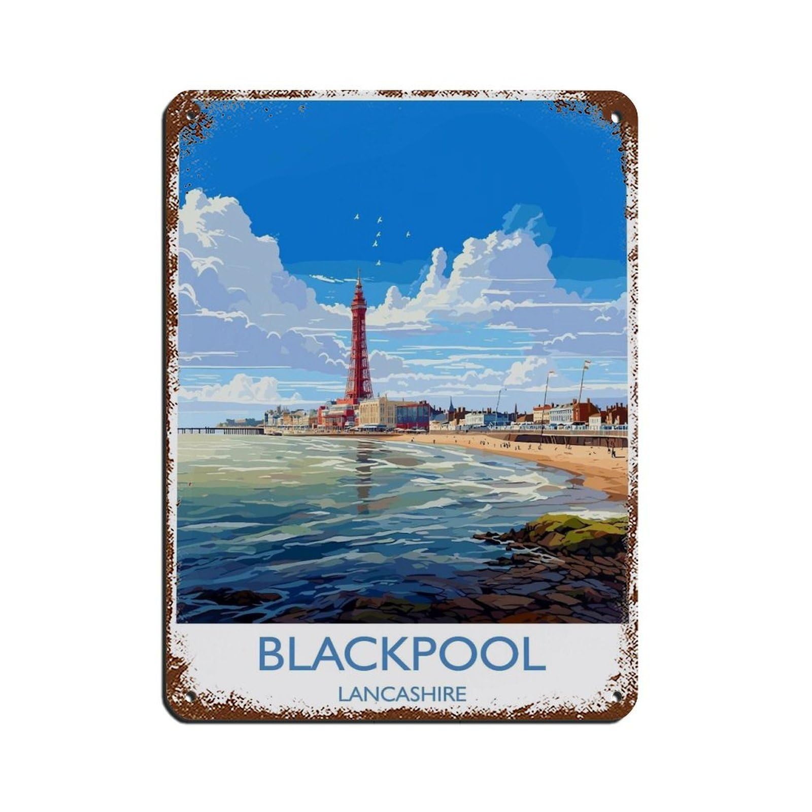 Affiche rétro en métal Blackpool England, poster métallique vintage pour mur 30x40