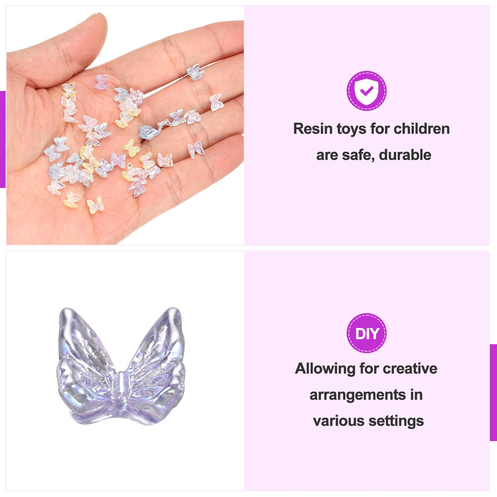 CoCud Mini Resin Butterflies, 6mm Length, Resin Miniature Dollhouse Accessories Violet - Image 4