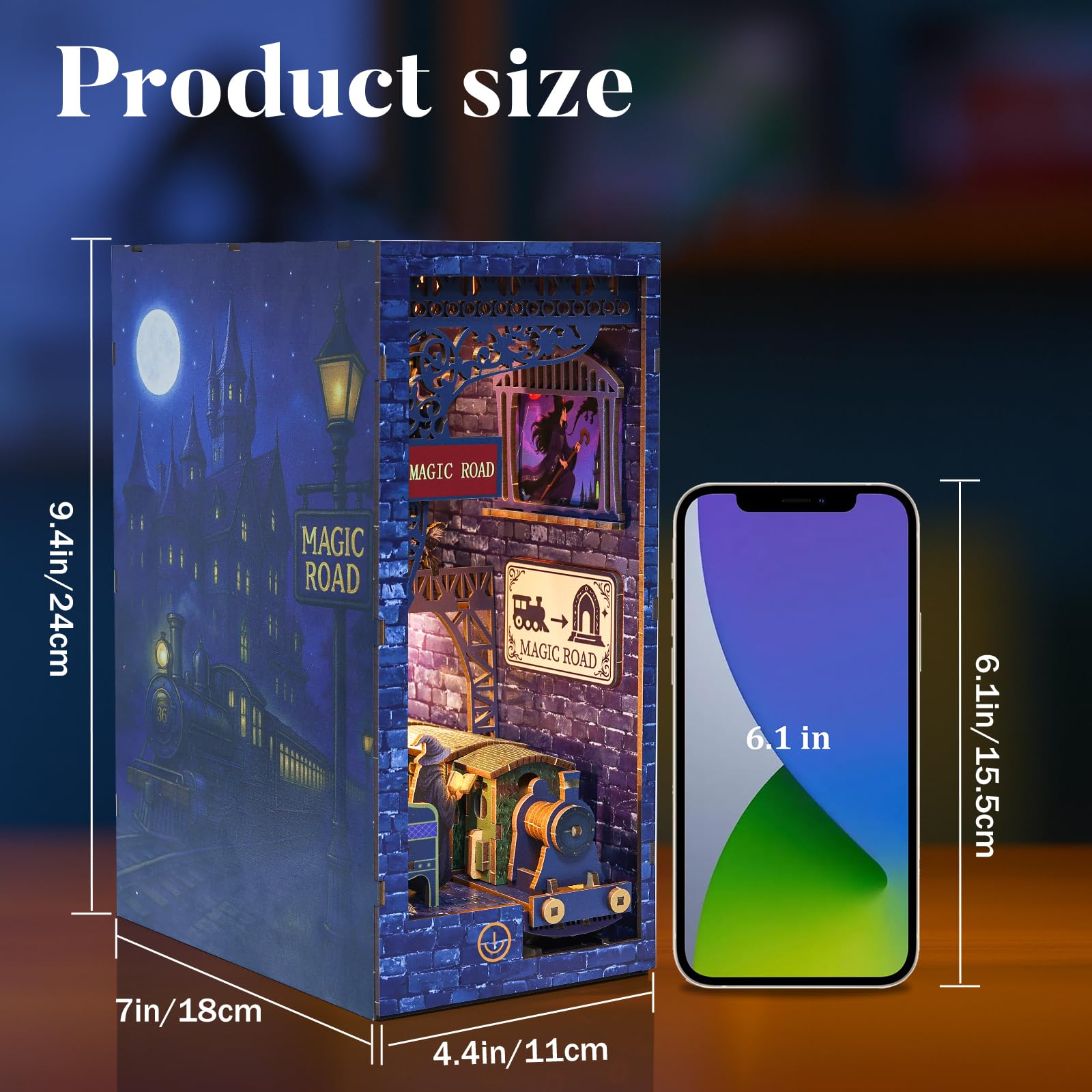 Kit 3D fai da te per angolo del libro, kit per angolo libro con LED, kit fai da te in miniatura per casa delle bambole per adulti e ragazzi, decorazione per casa delle bambole 3D, puzzle in legno