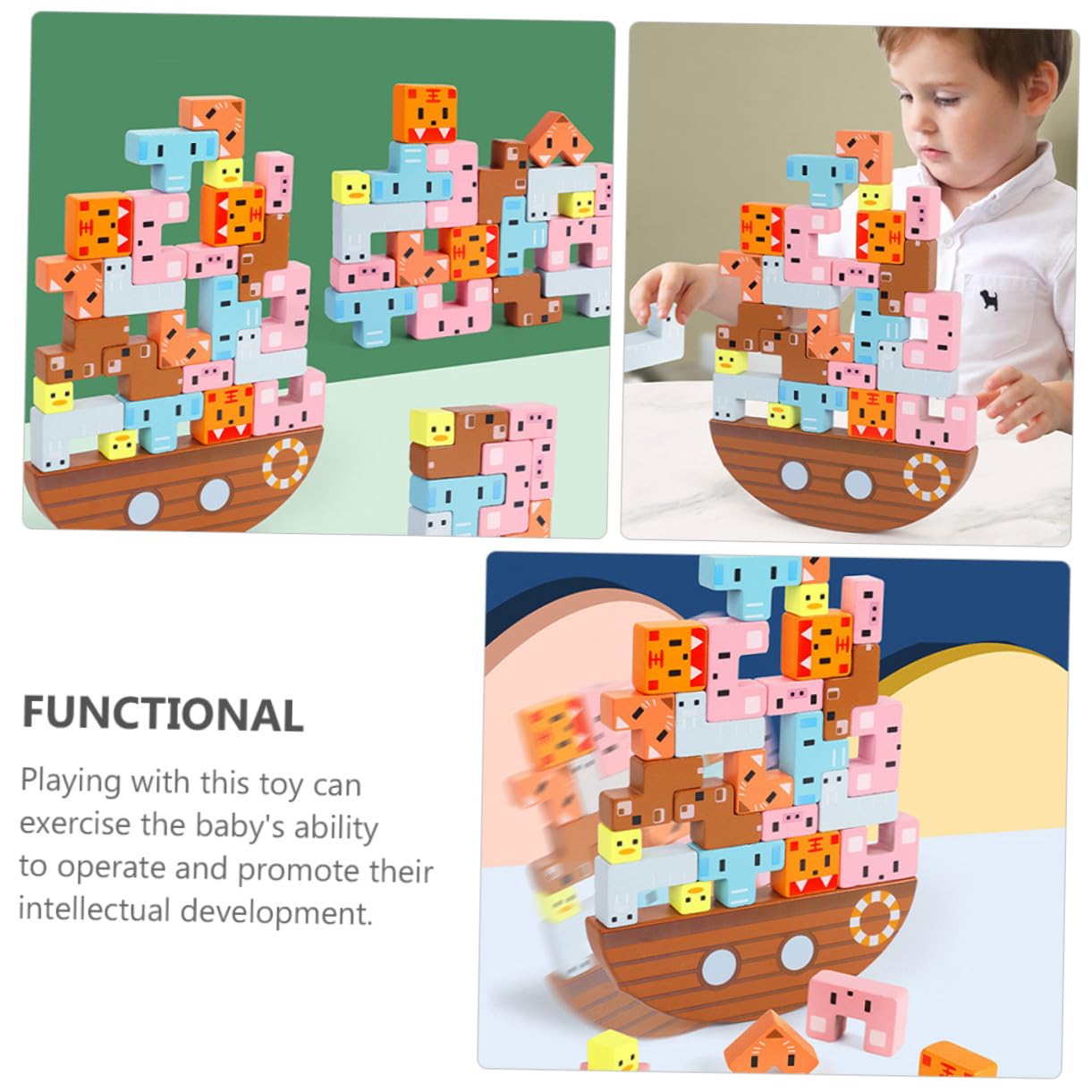 Gioco Equilibrio in Legno per Bambini Set di 1 Blocchi Colorati Educativi per Sviluppo Intellettuale e capacità Sociali Gioco Creativo di Equilibrio e Apprendimento