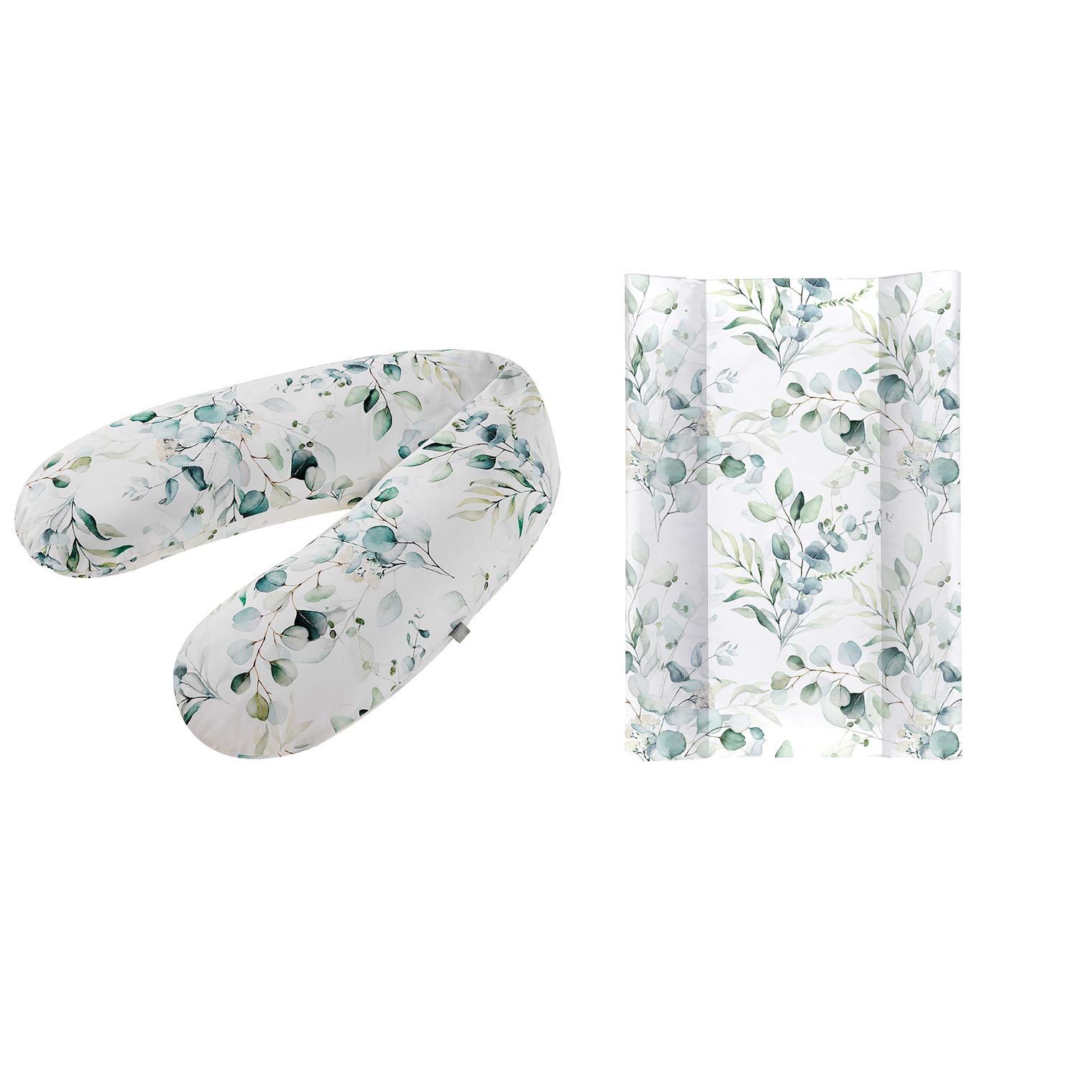 Rotho Babydesign Stillkissen-Set Multi, 190 x 35 cm, Inkl. Keilwickelauflage, 70 x 50 cm, ab 0 Monate, Natural Leaves