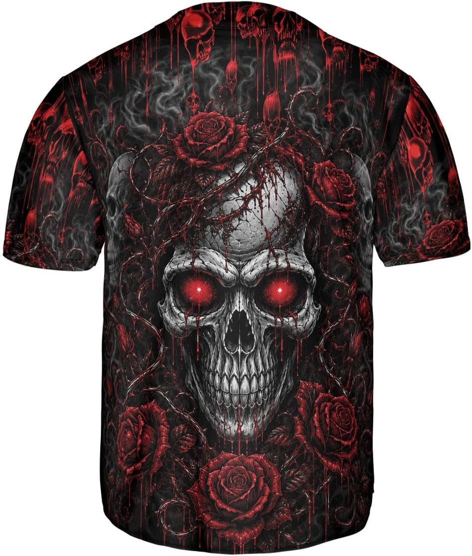 Custom Skull Halloween Baseball Jersey for Men & Women, Gothic Horror Shirt