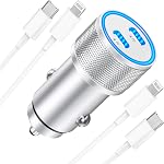 [Apple MFi Certified] iPhone 17 Car Charger, Linocell 90W USB C Car Charger Dual PD Power Cigarette Lighter Adapter with 2Pack Type C Braided Cable for iPhone 17/17 Pro Max/16/15/Galaxy S26/S25/Pixel