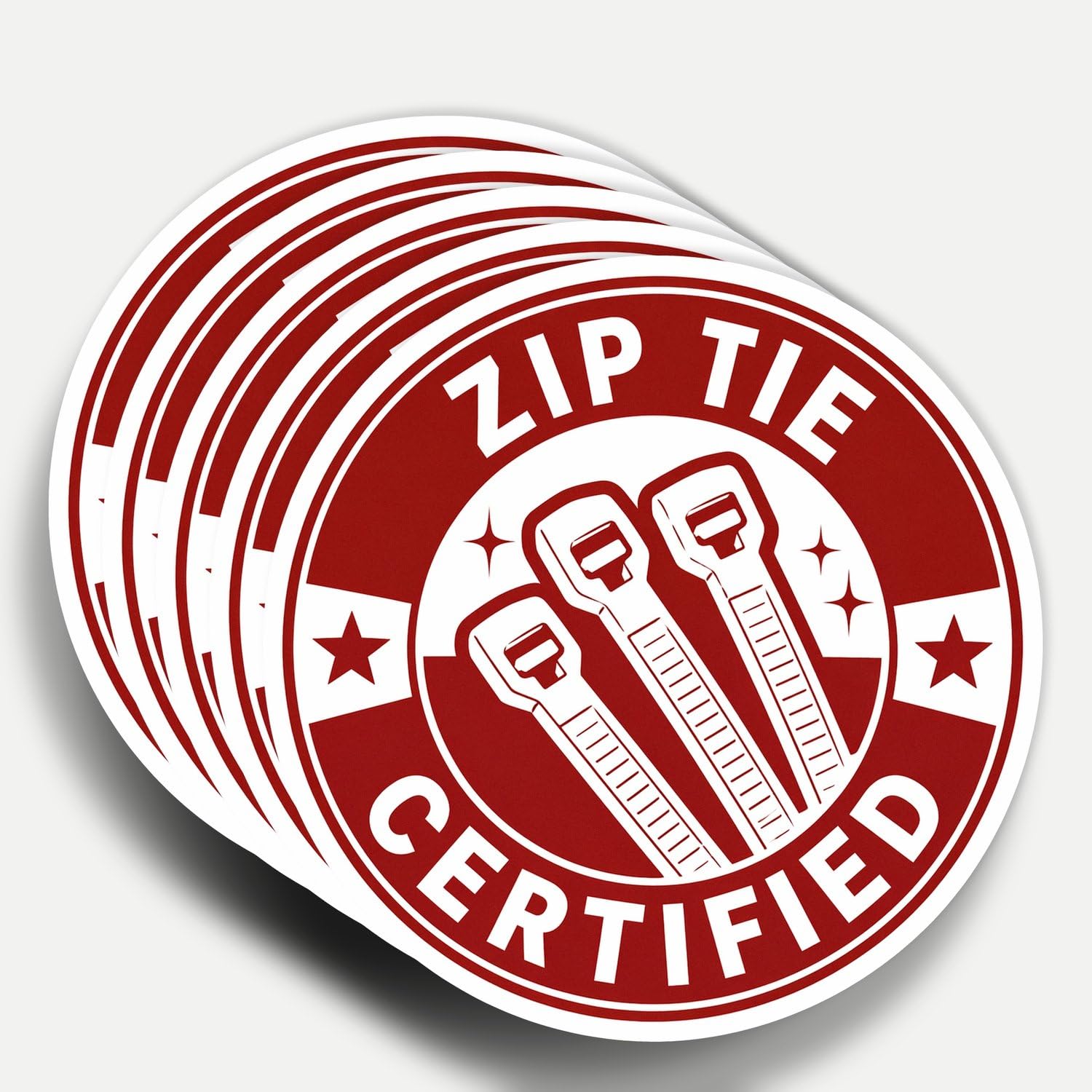 Photo 1 of (5Pcs) Zip Tie Certified Stickers 3 Inch, Funny Mechanic Hard Hat Stickers, Tool Box Decal, Waterproof Vinyl Decal for Water Bottle Laptop, Car, Phone, Book