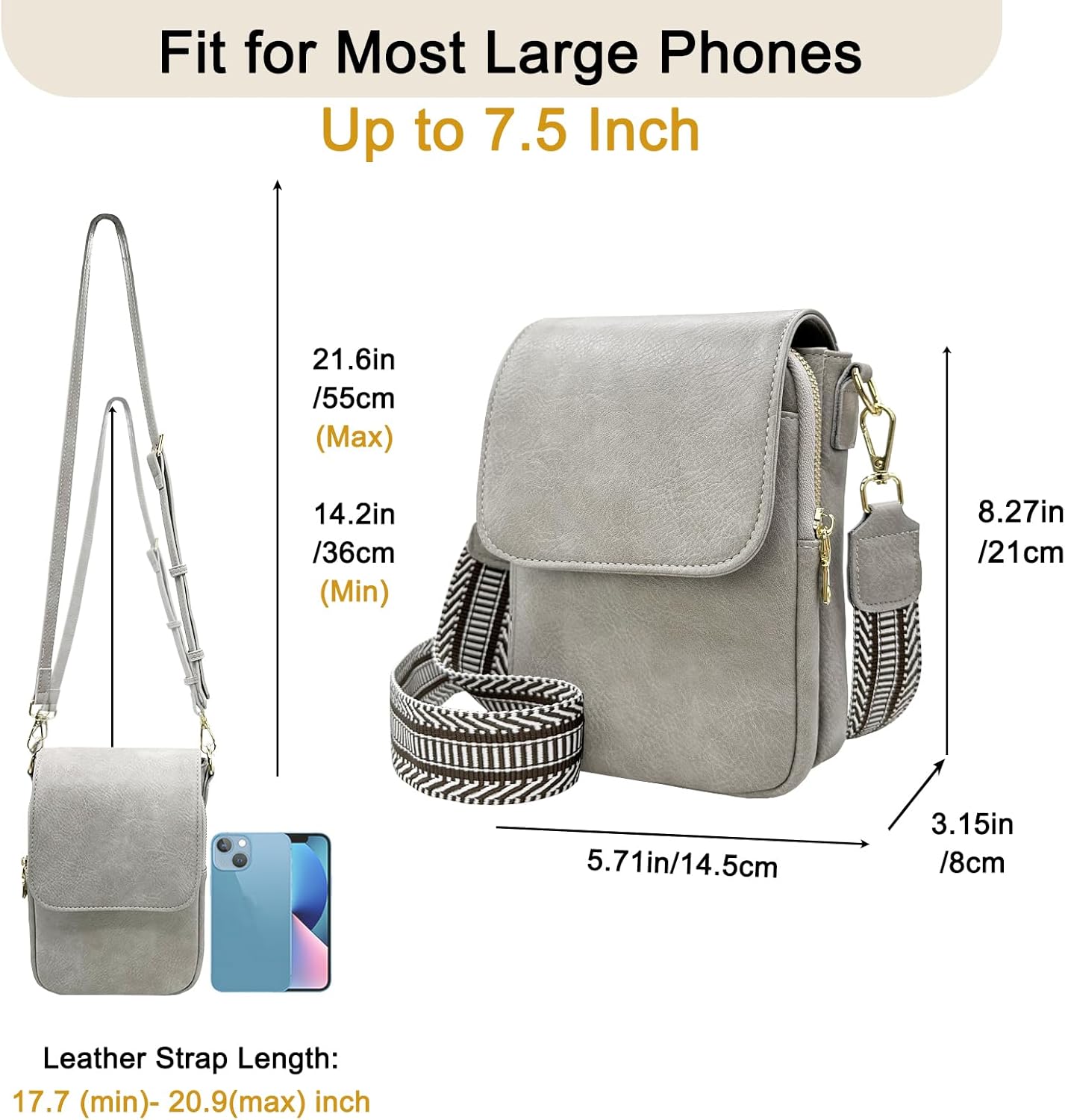 Small Crossbody Purse for Women Trendy Vegan Leather Cell Phone Bags with Card Slots & Adjustable Straps