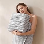 REDKISS Ensemble de serviettes de bain grises 4-27x55 serviettes de salle de bain en microfibre de pouce, sécheuse rapide, extra doux, très absorbant, serviettes de douche pour salle de bains, plage, bain et yoga, ensemble de serviettes de luxe