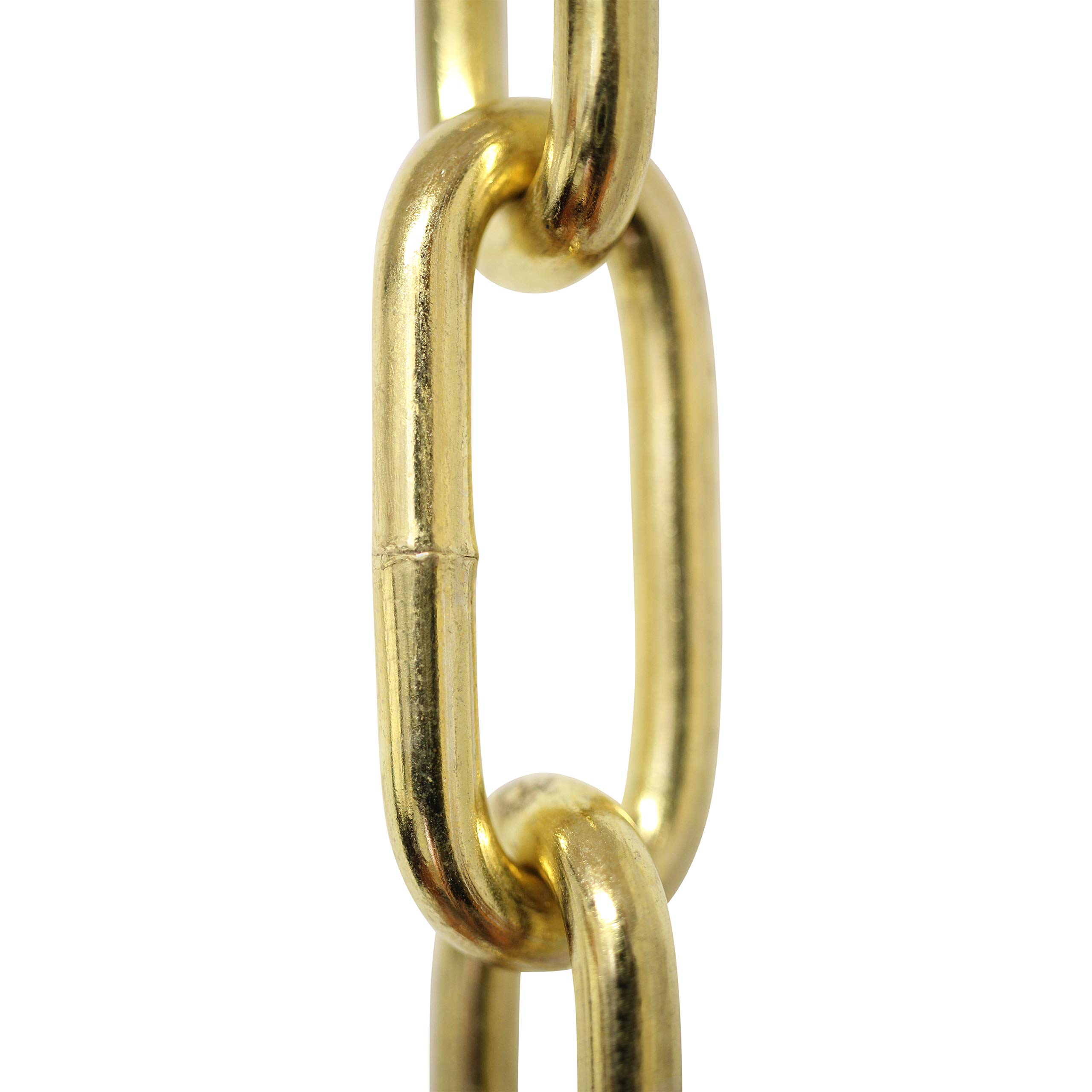 RCH Hardware CH-S59-06-PB-10 |3 Gauge Decorative Solid Steel Oval Link Fixture Chain | 10 Foot Increments | Polished Brass Finish