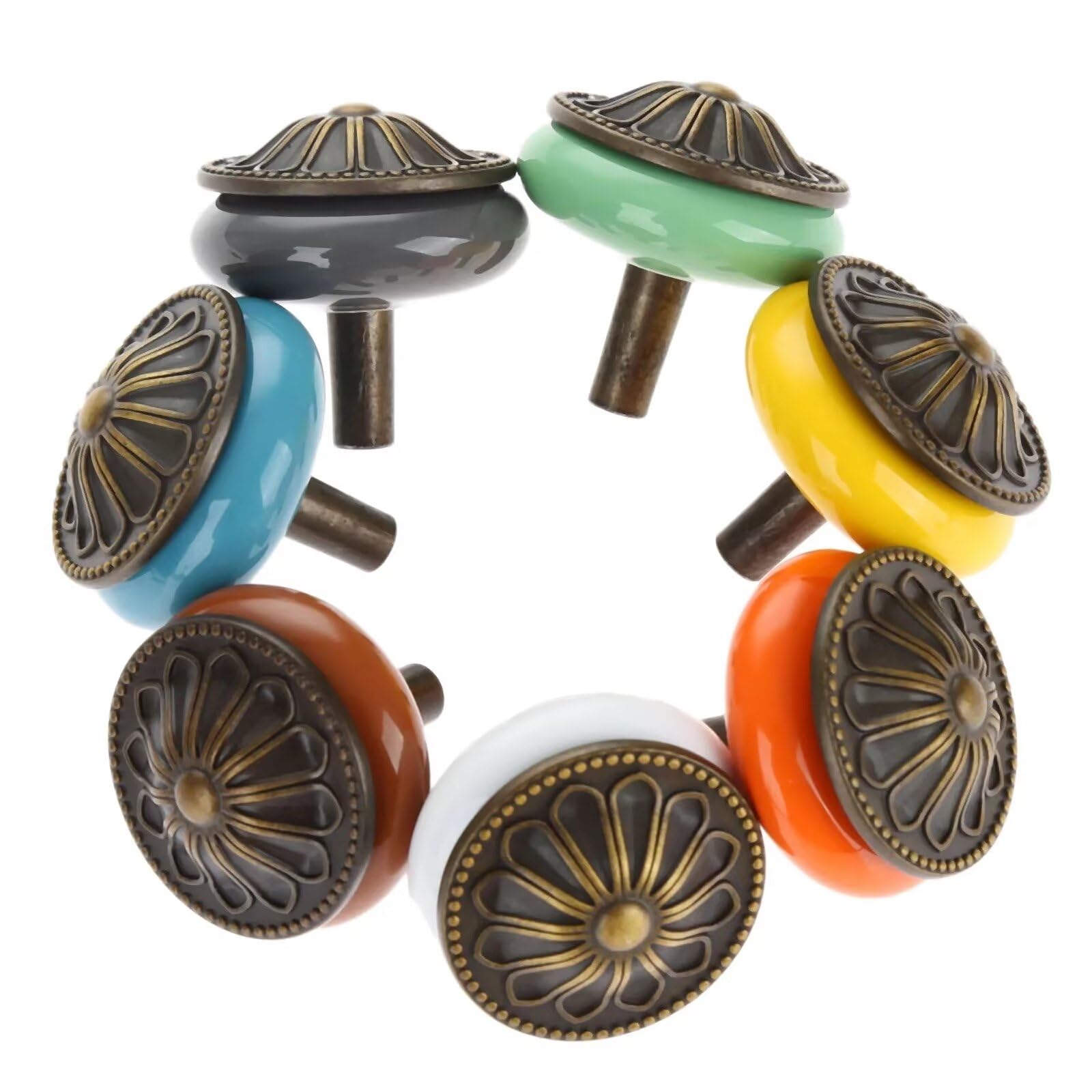 Pomelli in ceramica bronzo anticato per cassetti, armadi, cassetti, ante della cucina, per armadi, cassettiere, cucina, confezione da 20 (grigio)
