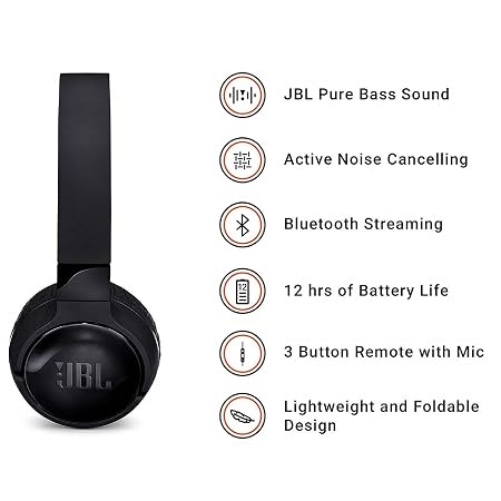 Buy JBL Tune 600BTNC by Harman On-Ear Wireless Bluetooth Noise Canceling  Headphones (Black) Online at Low Prices in India - Amazon.in