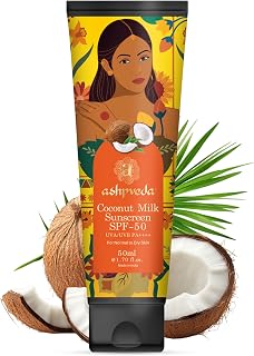 Ashpveda Coconut Milk Sunscreen SPF 50PA++++ | Broad Spectrum UVA/UVB and Blue Light Protection | Hydrating, Lightweight, ... Price In India