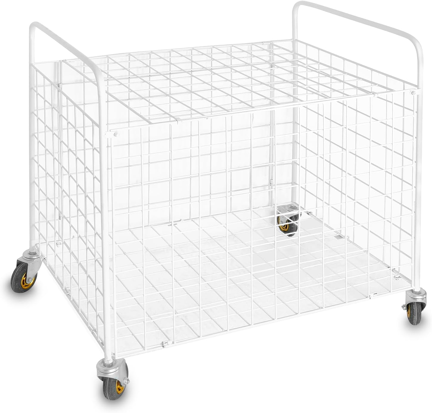 MyGift Metal Rolling Multi Sports Ball Storage Hopper & Basketball, Football, Soccer Equipment Cart