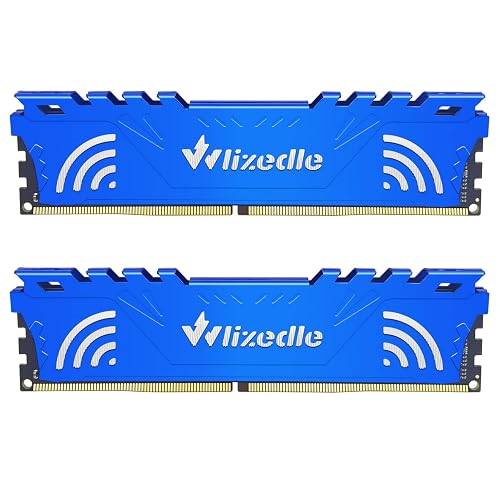 Wlizedle DDR4 RAM 32GB Kit (2x16GB) 2666MHz CL19 U-DIMM Desktop Memory PC4-21300 288-Pin 1.2V 1Rx8 Non-ECC Unbuffered PC Computer Sdram Sticks Module Upgrade, Blue