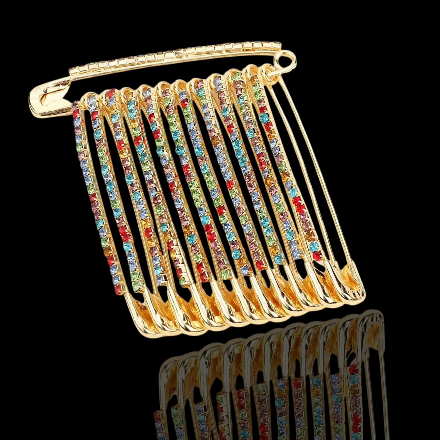 VAMA Fashions Multicolor Bulk Heavy Large Safety pins for Art Craft Sewing Jewelry Making Home Office Use Saree Brooch Set for Women Girls 3