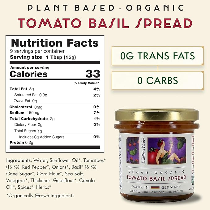 Schaller & Weber Untable Vegano de Tomate y Albahaca Orgánico 4.4 oz miniatura 2