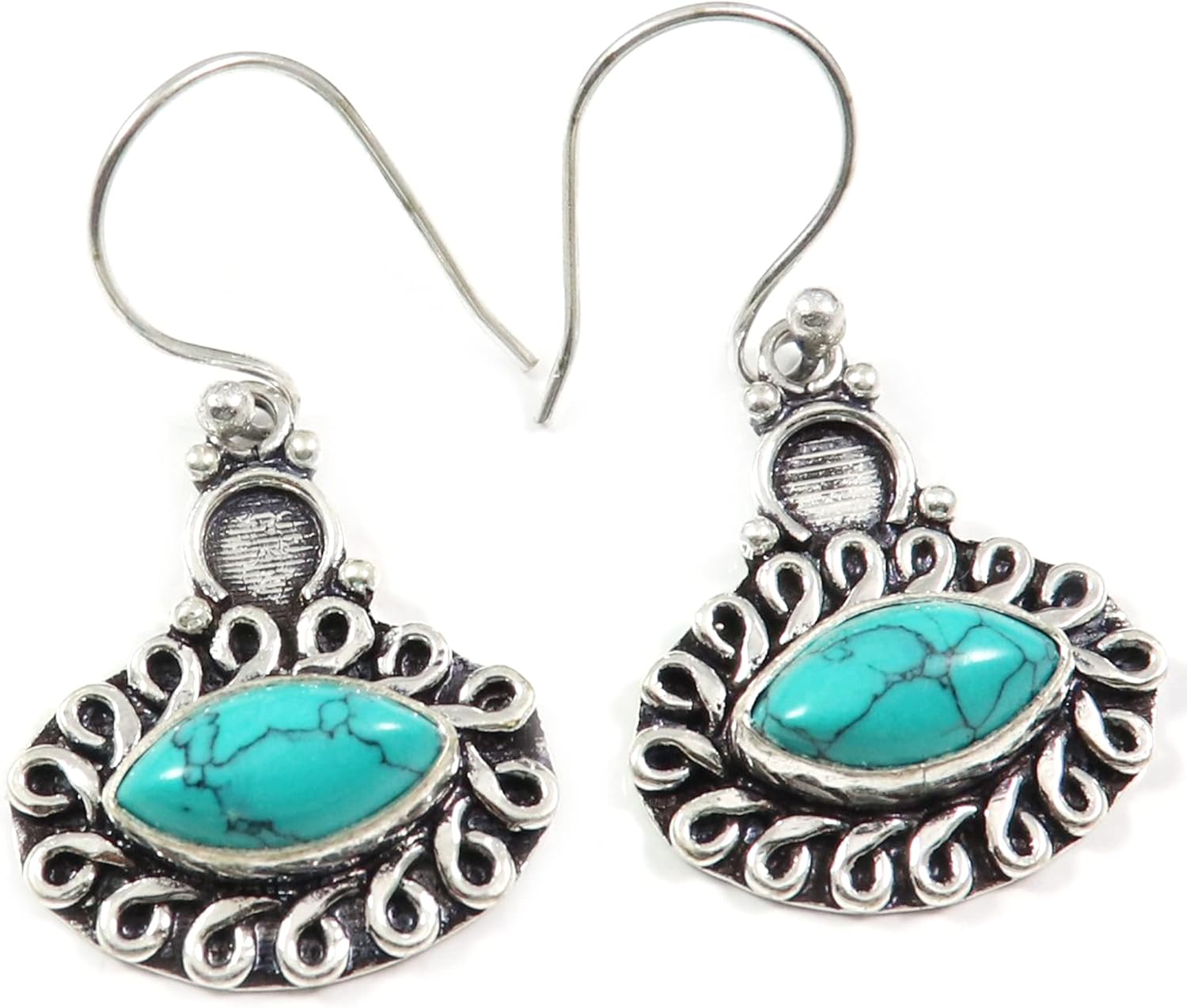 Turquoise Lab-Created Gemstone 925 Sterling Silver Drop/Dangle Earring Handmade Jewelry SEG177I