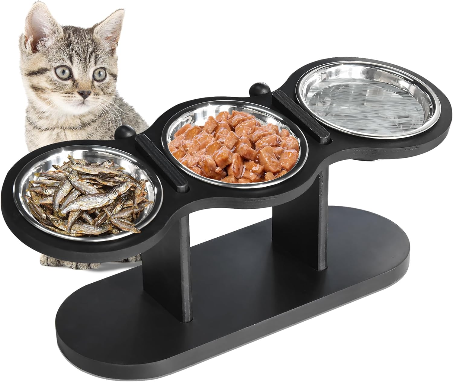 Elevated Cat Bowl with Stand, 15° Tilted Raised Cat Bowl