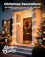 Vista 7 de Tira de luces transparentes de Navidad, 100 unidades, 25 pies, mini luces LED para interiores, tira de árbol de Navidad, cumpleaños, boda, fiesta