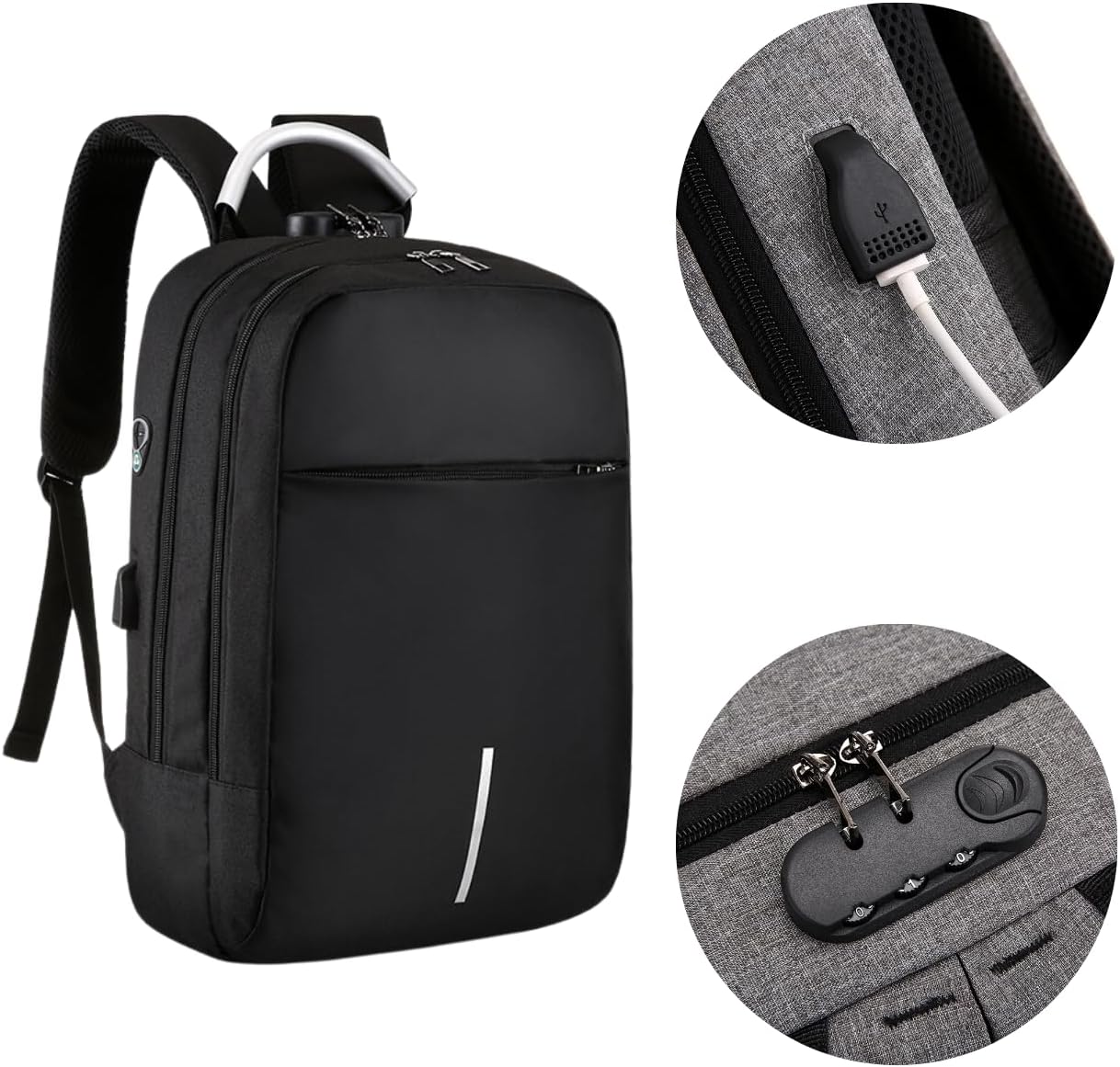 Mochila Executiva Impermeável Usb Senha Resistente Compacta (Preto)