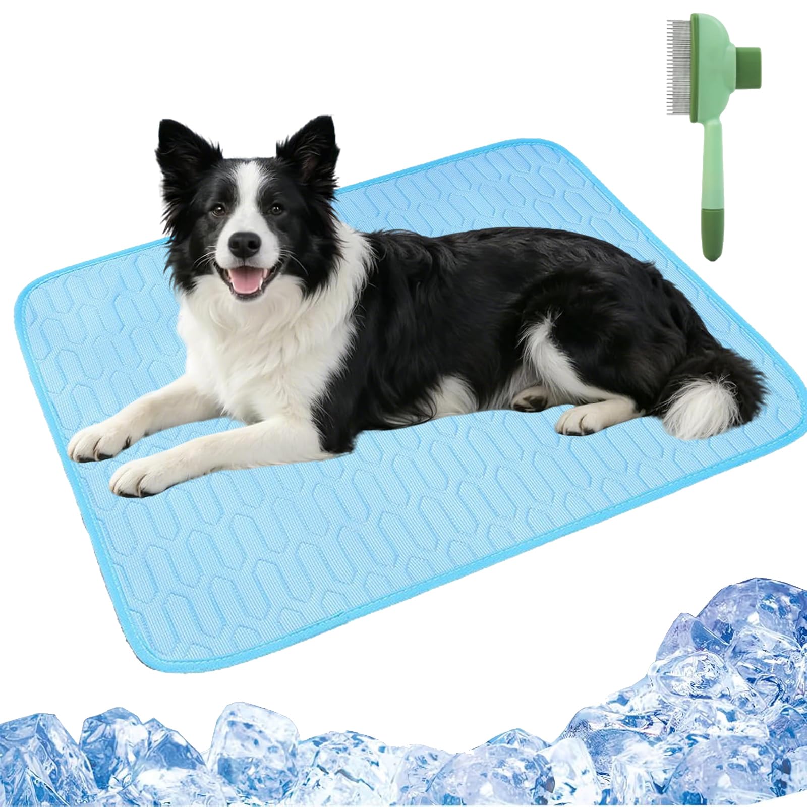 Dog Cooling Mat, Self Cooling Pet Pad for Dogs & Cats, Non Slip Washable Portable Cooling Dog Bed, for Small Medium Large Pet, for Crate, Car, Travel, Indoor Outdoor Use (Blue, XS-40×30cm) — image 1