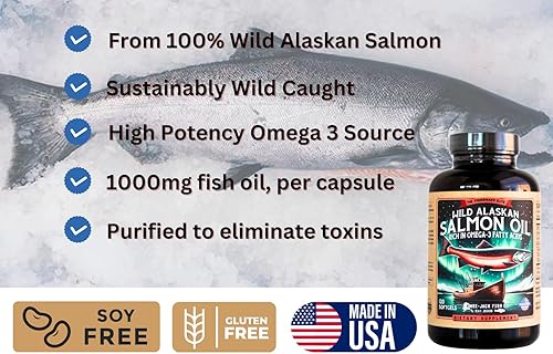 Miniatura 2 de Suplemento Omega 3 de aceite de pescado de salmón salvaje de Alaska para humanos | EPA y DHA | Kwee-Jack Fish Co. | 120 cápsulas blandas 1000 mg de